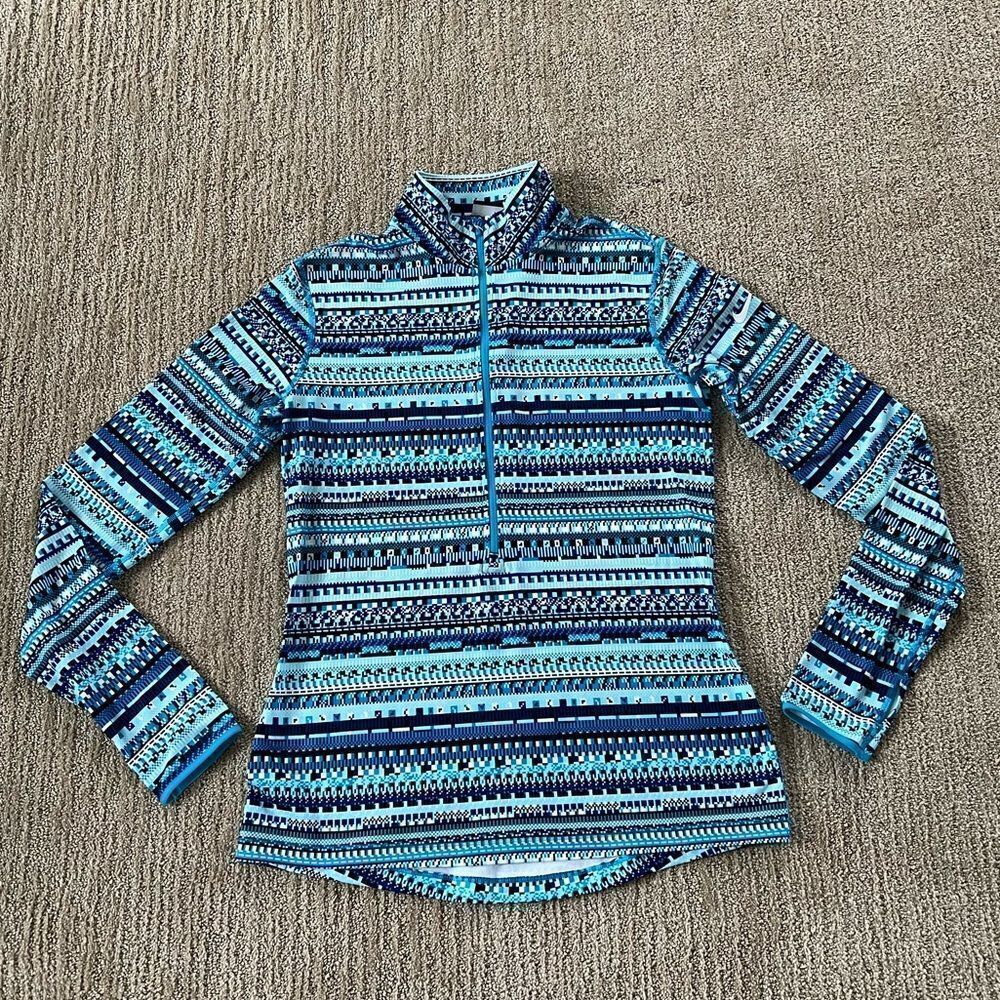 Nike Blue Patterned 3/4 Zip Jacket
